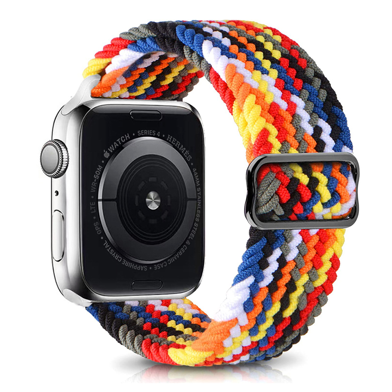 Ремешок нейлоновый для часов, регулируемый эластичный браслет для Apple Watch Series 6 5 4 3 2 1, 38 40 42 44 мм
