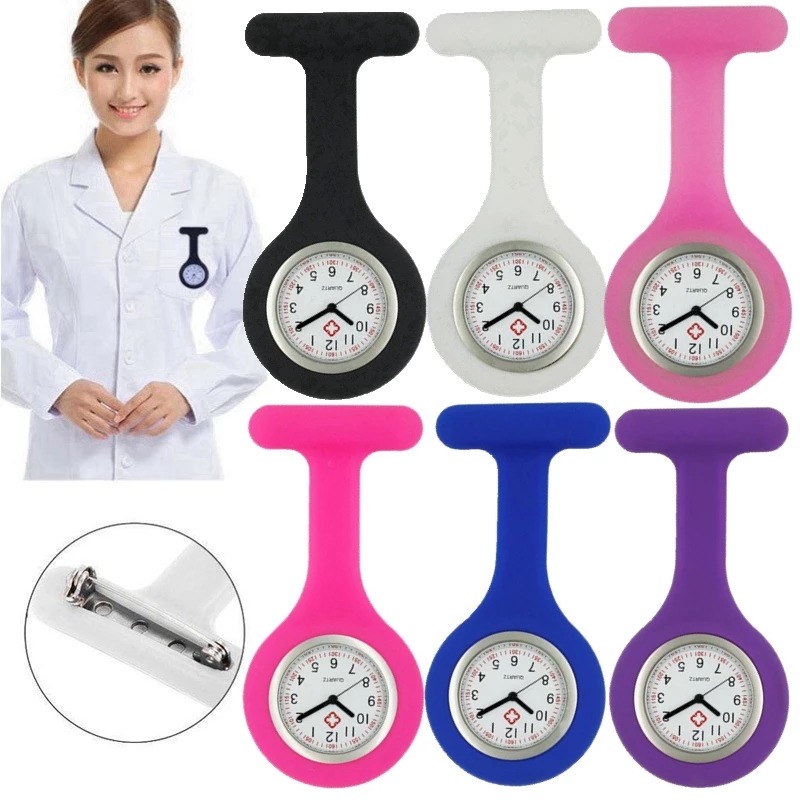 High Quality Soft Silicone Nurse Watch for Hospital Multi Colors Nurse Pin Watch with Durable Movement Breast Watch