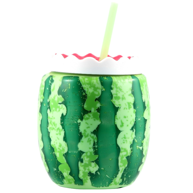 Watermelon Plastic Cup Summer Water Cup Creative Fruit Straw Cup