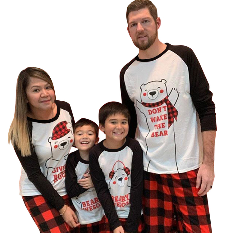 European American Leisure Home Wear Long Sleeve Cartoon Printing Christmas Pajamas Parent child Outfit