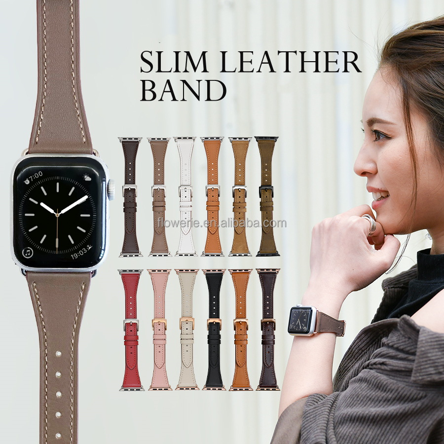 Handodo genuine slim Italian leather belt waterproof material leather band for apple watch 6 5 4 3 se
