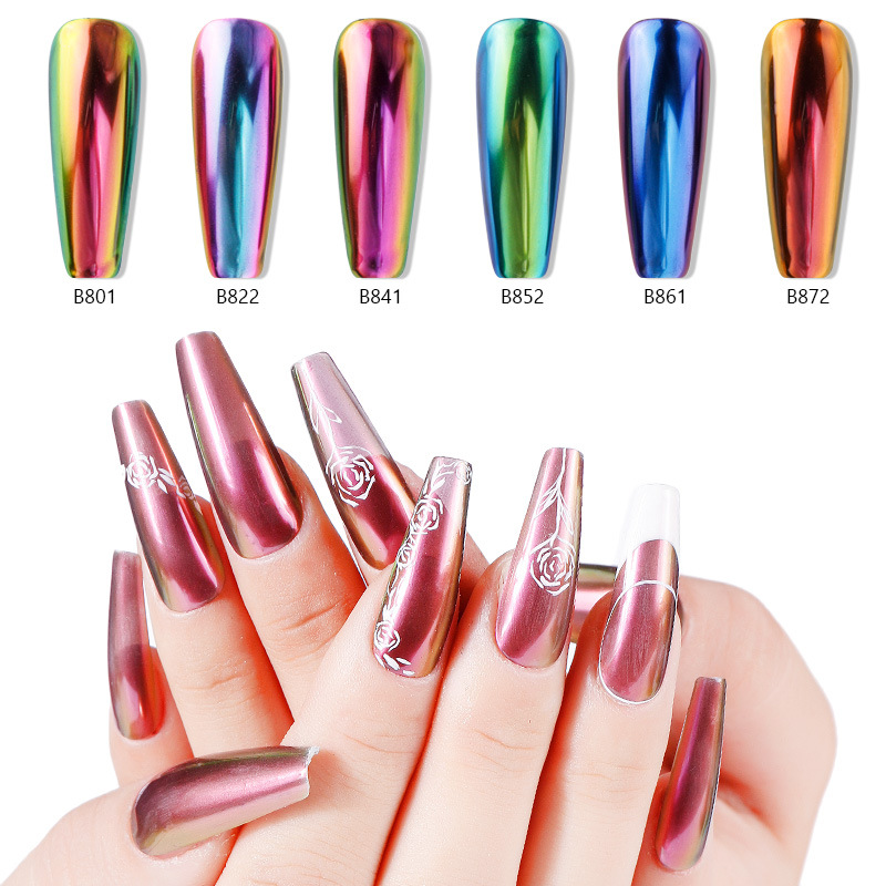 Nail Powder 2020 Magic Cushion Nail Polish Pen 6 Colors Laqcuer High Quality Women Beauty Mirror Effect Nail Glitter Powder