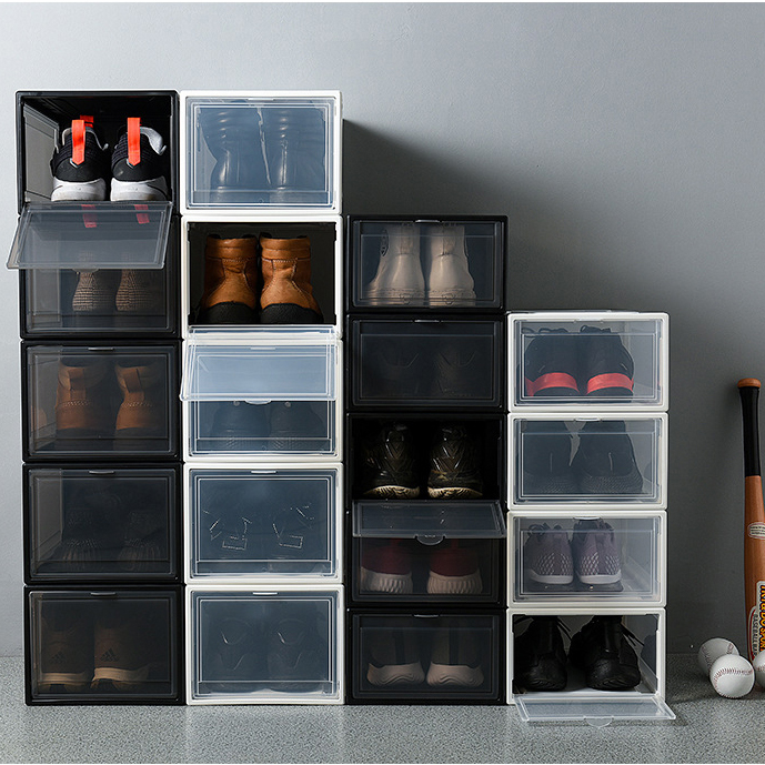Magnetic door storage shoes foldable storage shoes box stackable storage box plastic
