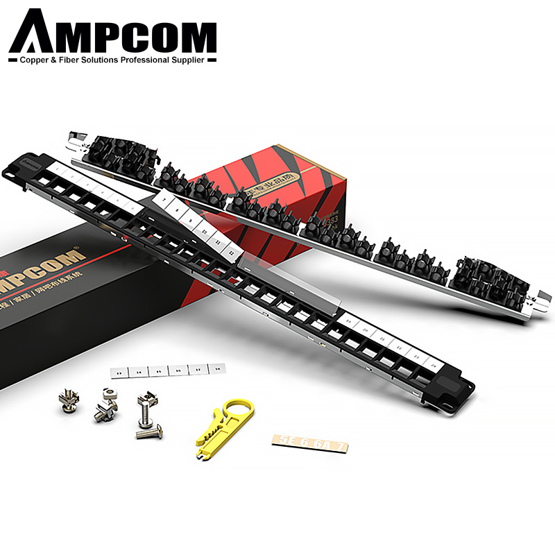 Патч-панель AMPCOM 1U с 24 портами, 19 дюймов