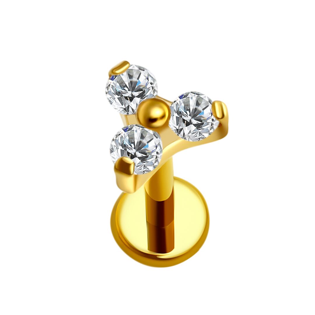 Eternal Metal 16G ASTM F136 Implant Grade Triangle CZ Titanium Internally Threaded g23 titanium piercing titanium piercing