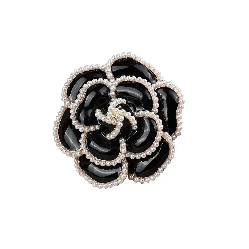Camellia pearl brooch female designer pearl vintage corsage metal pin jewelry wholesale
