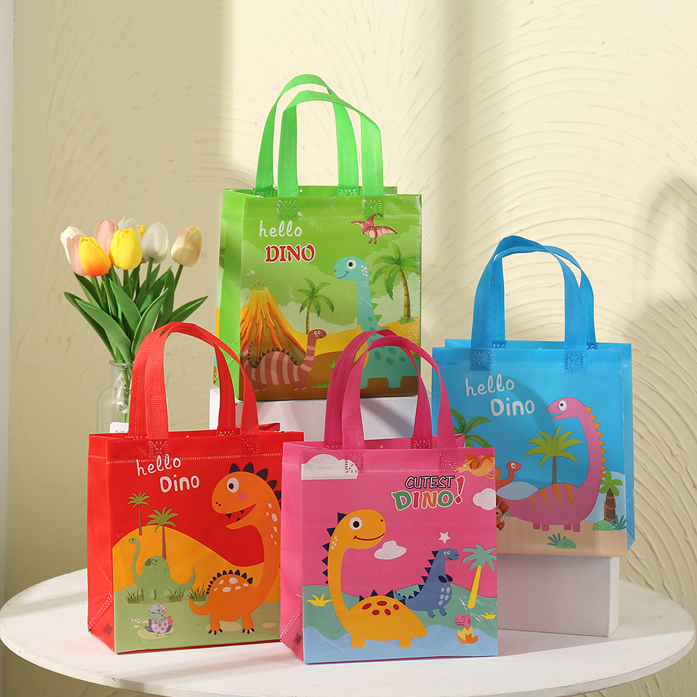Dinosaur Birthday Party Supplies Dinosaur Party Favor Bags Dino Non Woven Tote Bags Dinosaur Treat Bags with Handles
