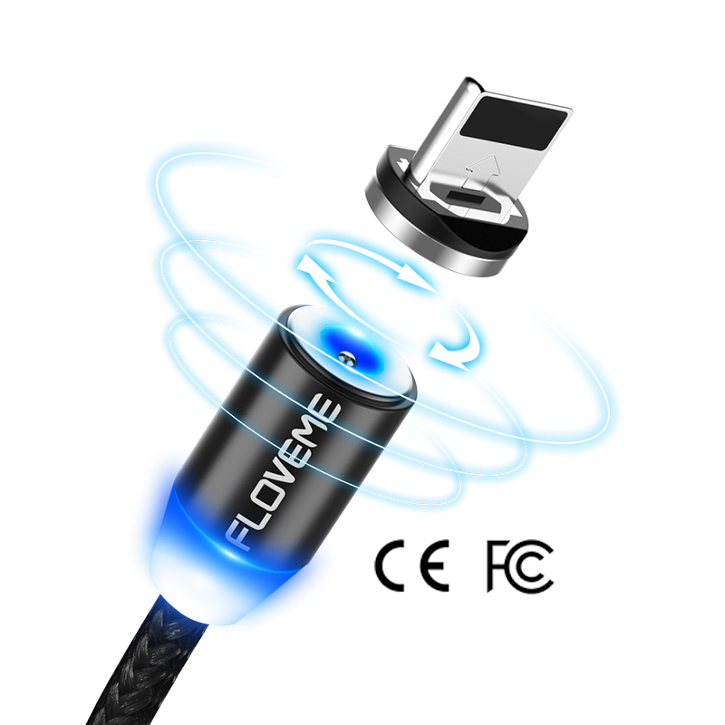 Бесплатная доставка 1 образец ок CE FCC RoHS FLOVEME 1 м круглый Штекерный кабель для iphone Type C Micro USB зарядный кабель для сотового телефона