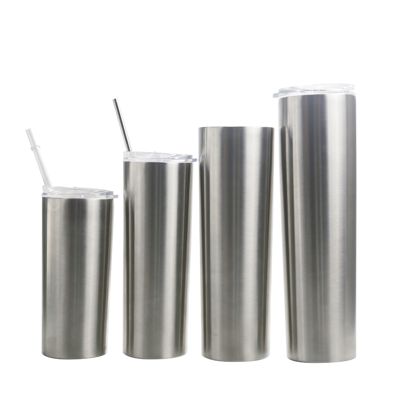 High capacity 30oz skinny tumbler straight double wall stainless steel vacuum insulated skinny tumblers with slide lid
