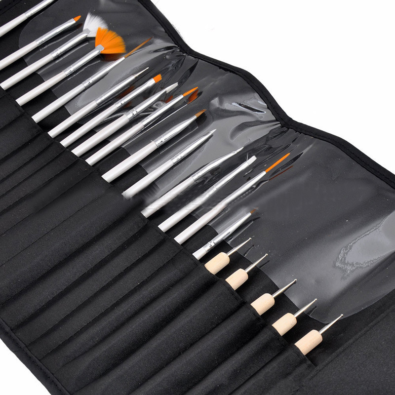 private label dust nail art brush set with bag