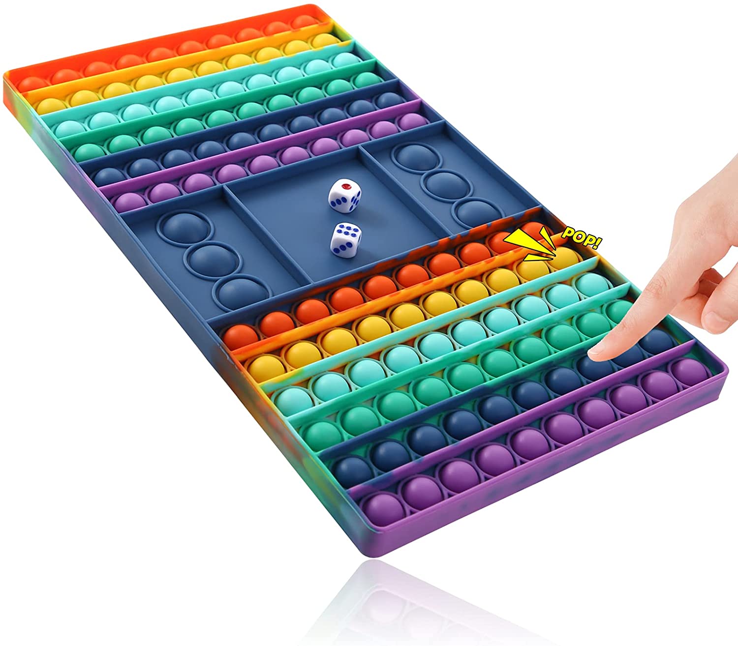 Big Fidget Game Board Toy for Stress Relief Figetget Toy Rainbow Chess Board Push Fidget Toy
