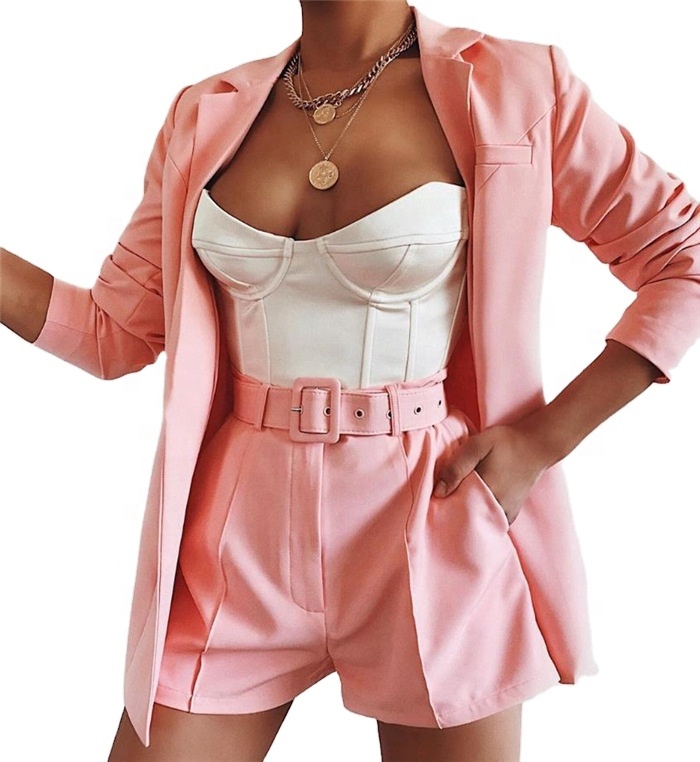 2021 autumn/winter new casual loose high Fanny butt shorts suit two pieces for women