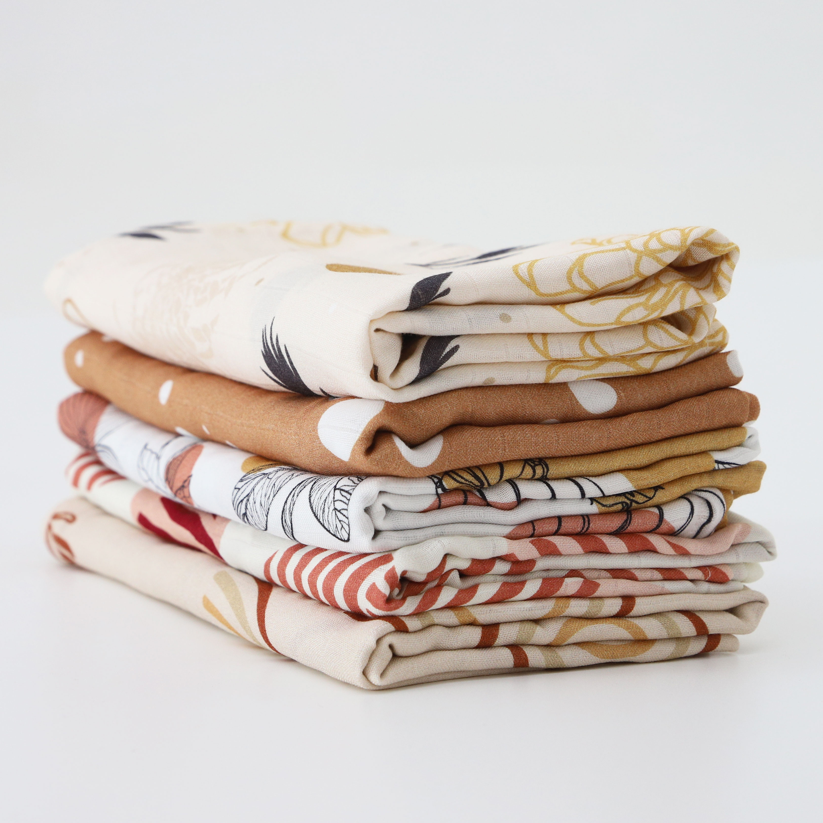 Custom Printed Super Soft Organic Cotton Receiving Swaddle Bamboo Newborn Baby Infant Muslin Blanket Wrap