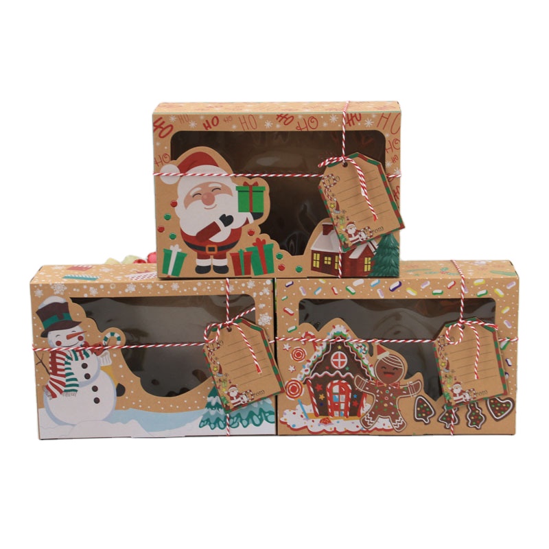European new style kraft paper box kraft paper large Christmas candy gift box for dessert