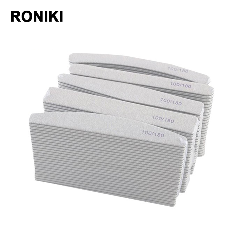 RONIKI Eco Friendly Half Moon Shapes Mini Finger File Nail professional Customized Logo 100/180 Manicure Nail File