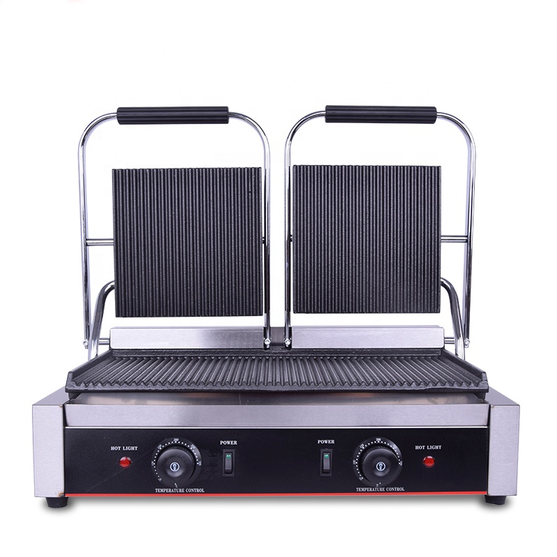 rofessionnel Cast Iron Gas/Electric Sandwich Maker Contact Panini Press Grill
