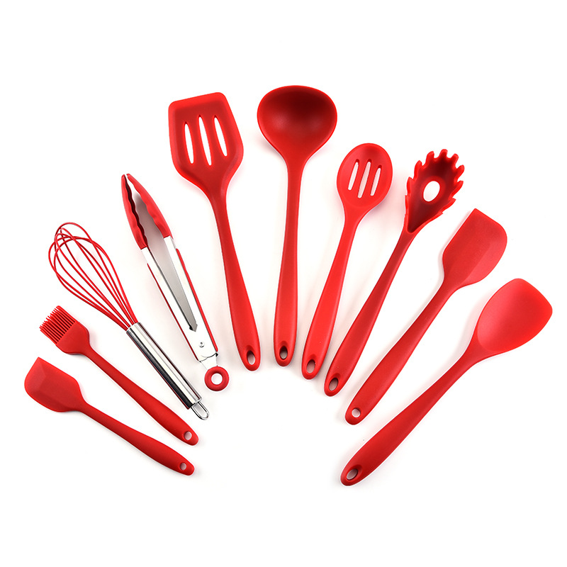 Silica gel kitchenware set 10 piece kitchenware set of silicone non-stick pan and shovel kitchen utensil