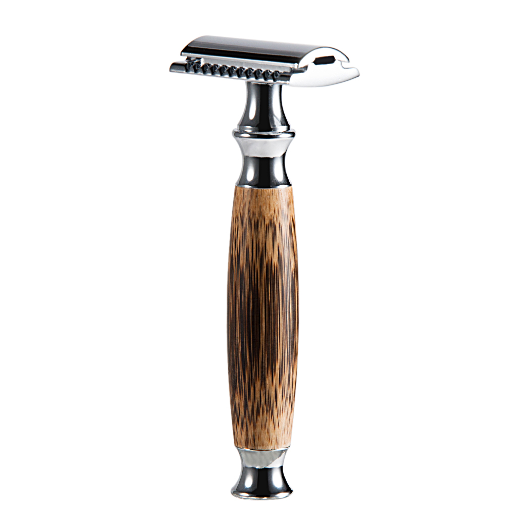 ZY Shaving Wholesale Double-Edge Safety Razor Bamboo Wet Shaving Razor Classical Resuable Twin-blade OEM Customize Logo