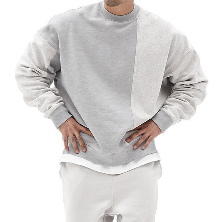 Autumn Outdoor Men Stretch sweatshirt High Quality Patchwork Color Streetwear Oversized Sweater