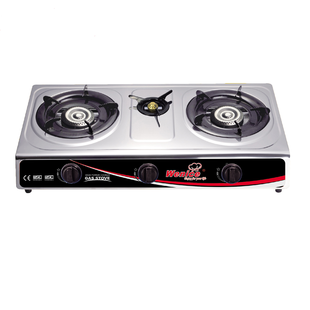 OEM CE Vietnam Automatic Piezo Ignitin Gas Cooker Cooktop Stainless Steel 3 Burner Gas Stove