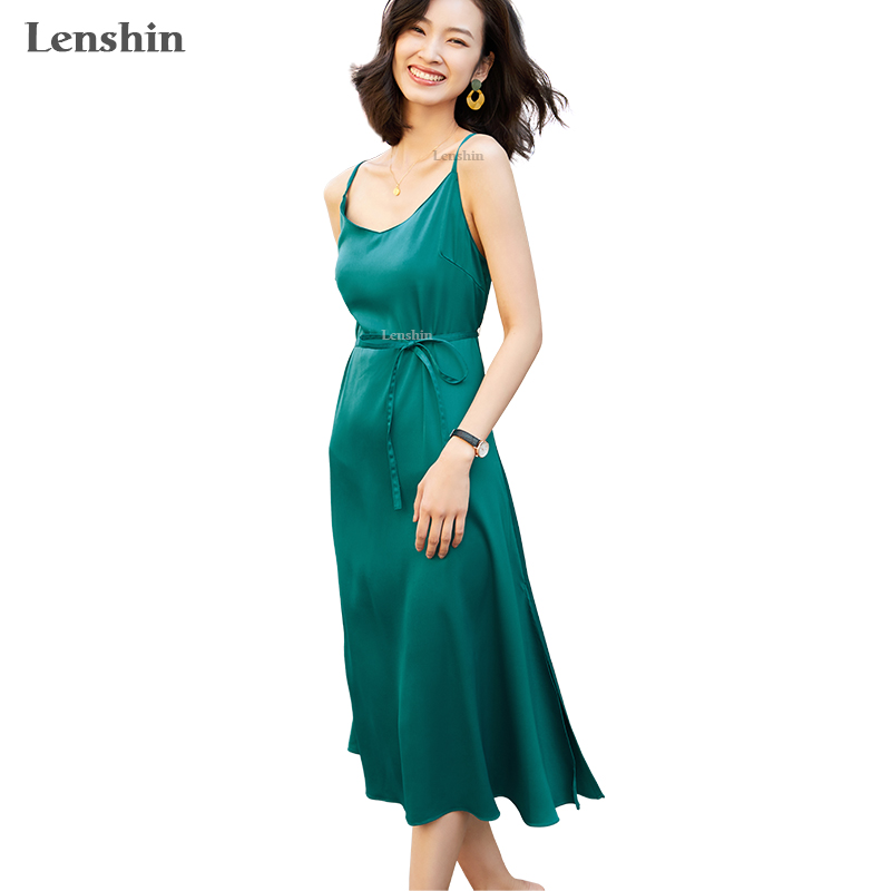 Женское платье на бретелях Lenshin, летнее дышащее Повседневное платье без рукавов с лямкой на шее, до середины икры