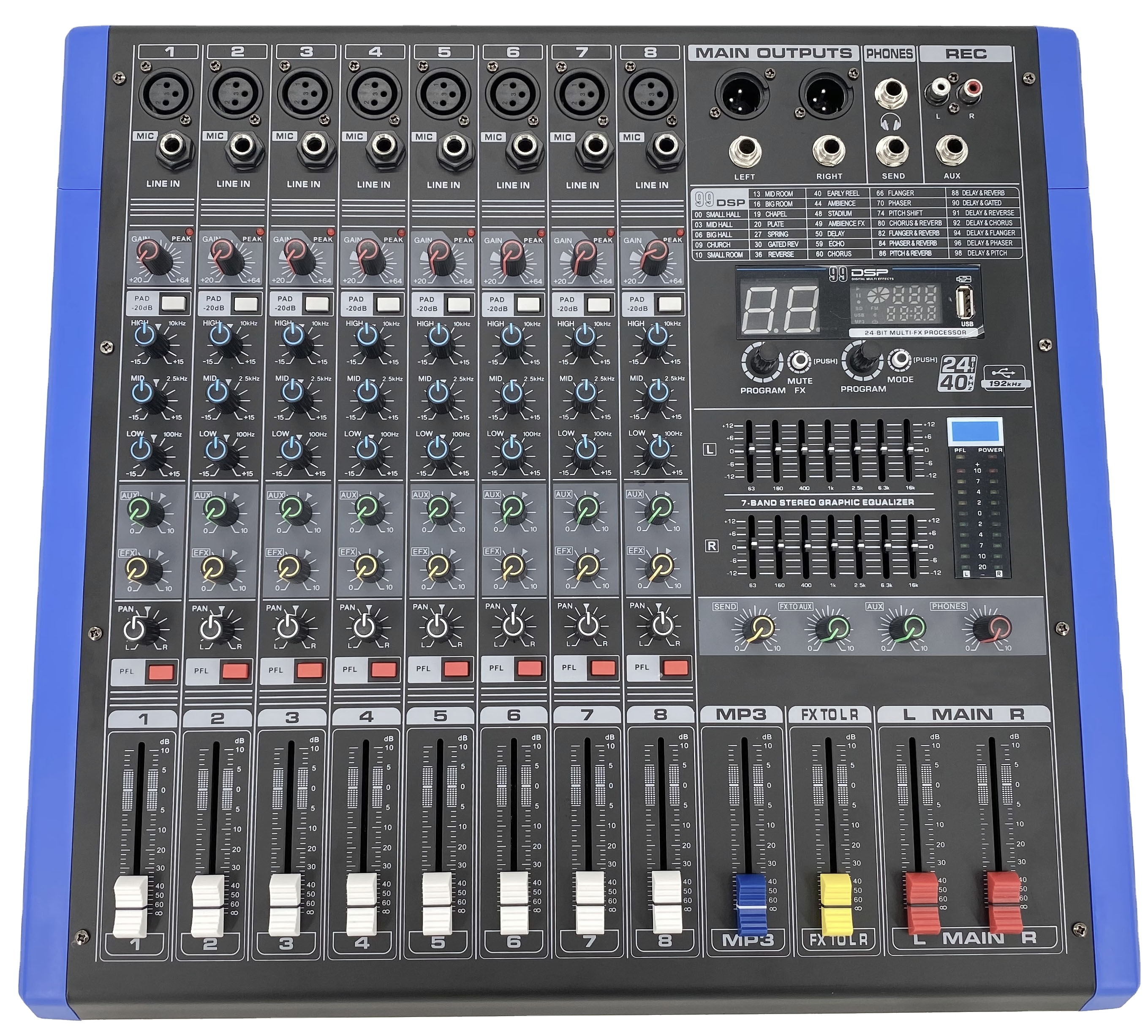 2021 NEW 8 Channel Mixer Audio 99 DSP