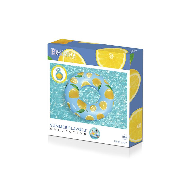 36229 Lemon Scented PVC Realistic Printing Fashion Adult Swimming Ring