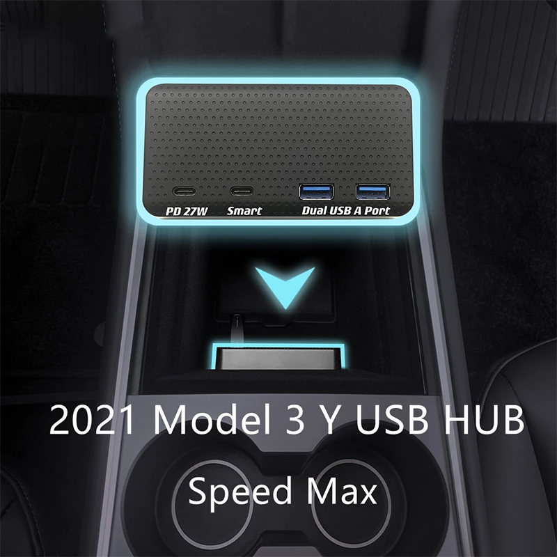 USB-разветвитель для Tesla 2021, модель 3/Y, док-станция, быстрая зарядка