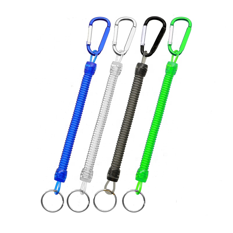 Black Fishing Rope Coil Spring Lanyard Fishing Tools Accessories Fishing Lanyards Retractable Spring Lanyard Boating Rope