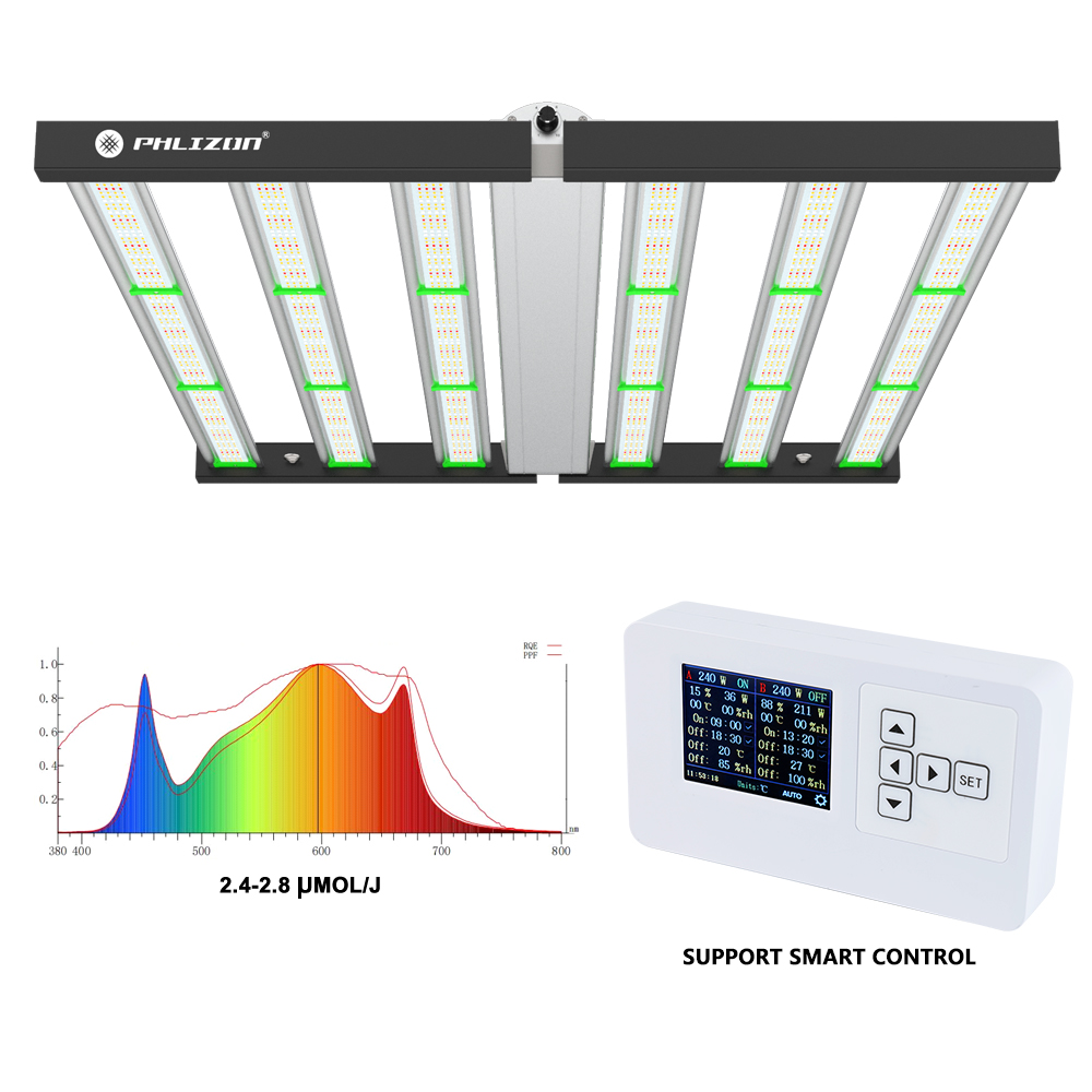 Phlizon New Tech Aluminum Folding Bar Grow Light 720W 800W 1000W LED Hydroponic Light Dimmable Horticulture 2000W led grow light