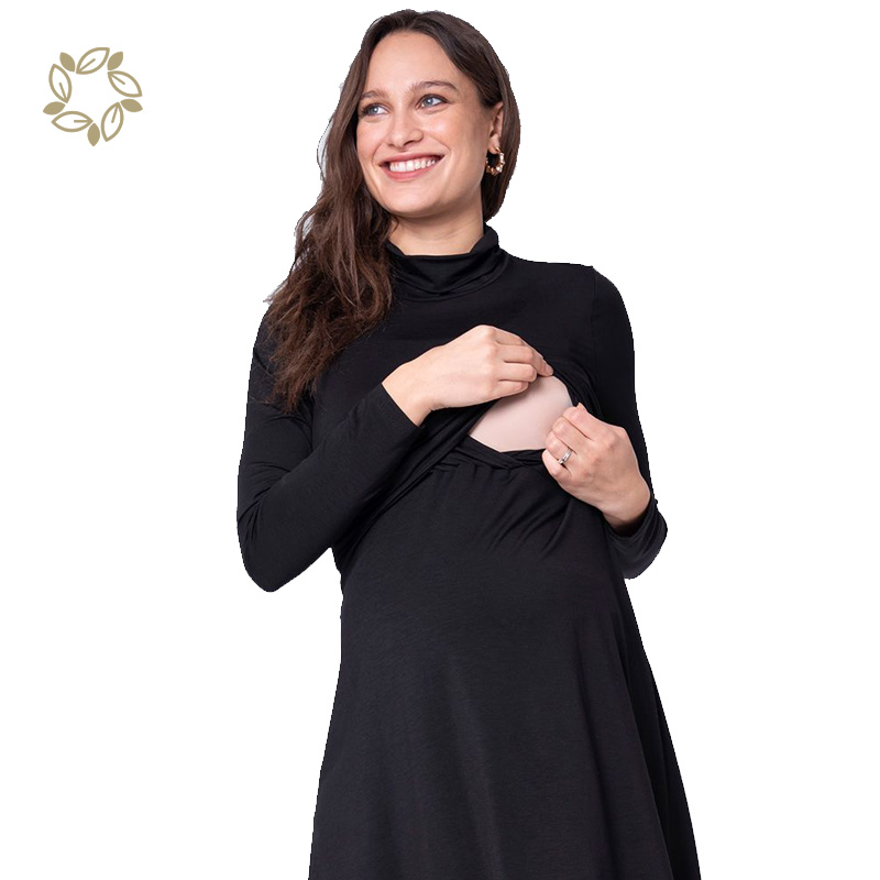 organic bamoo maternity dresses sustainable maternity pyjama dress breastfeeding clothing nursing sleepwear