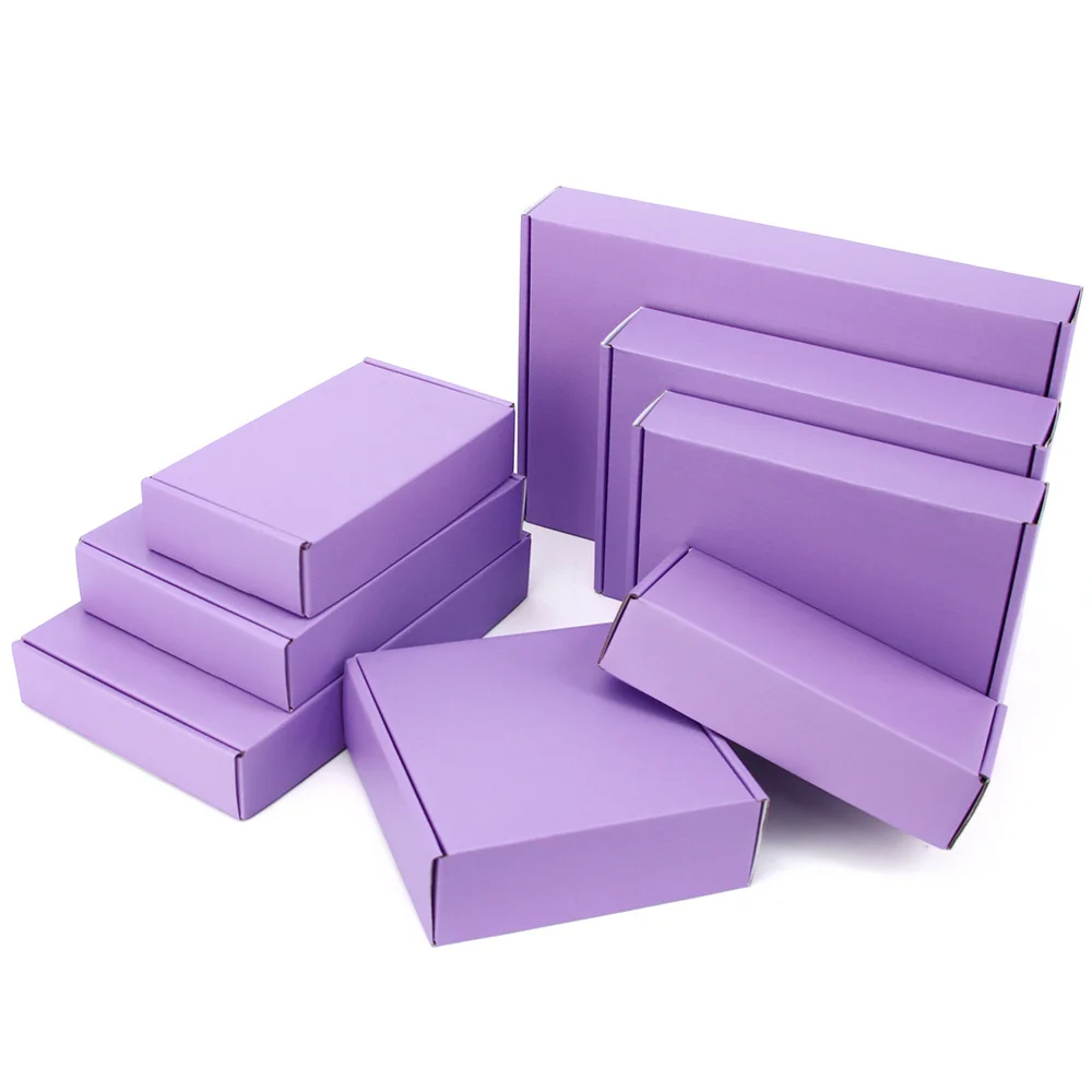 Wholesale Custom Printed LOGO Mailers Folding Paper Box purple Shipping Corrugated Mailer Boxes