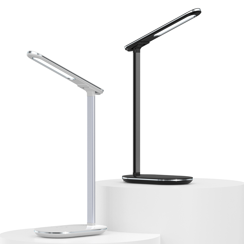 Office Modern Portable Folding Usb Rechargeable Study Desk Lamp Dimmable Led Desk Lamp Light with 5w wireless charger