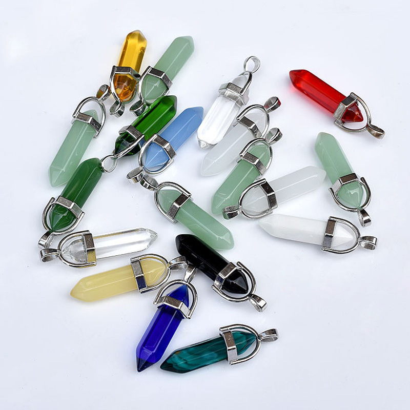 Drop Shipping Holiday DIY Gift Jewelry Decoration 1PC Natural Crystal Quartz Pendant Six-character Column Natural Stone