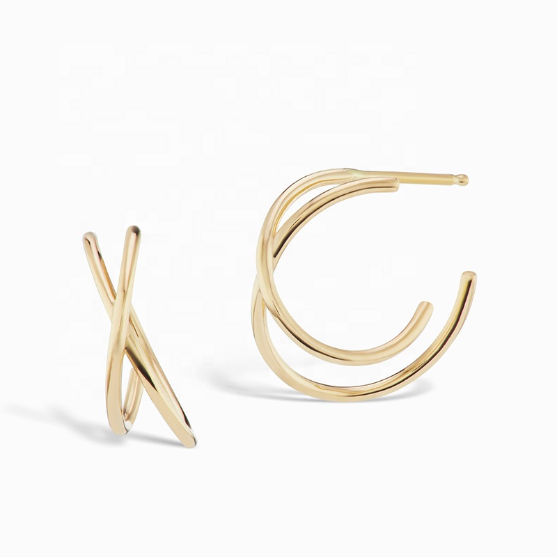 Minimalist cross 925 sterling silver jewelry 18k gold plated cross hoop earrings