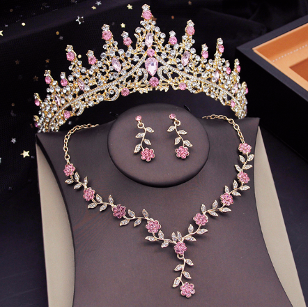 Conjunyo Y Pendientes Bridal Crown Tiaras For Little Girls 15 Years Bride Para La Boda Tiara Jewelry sets