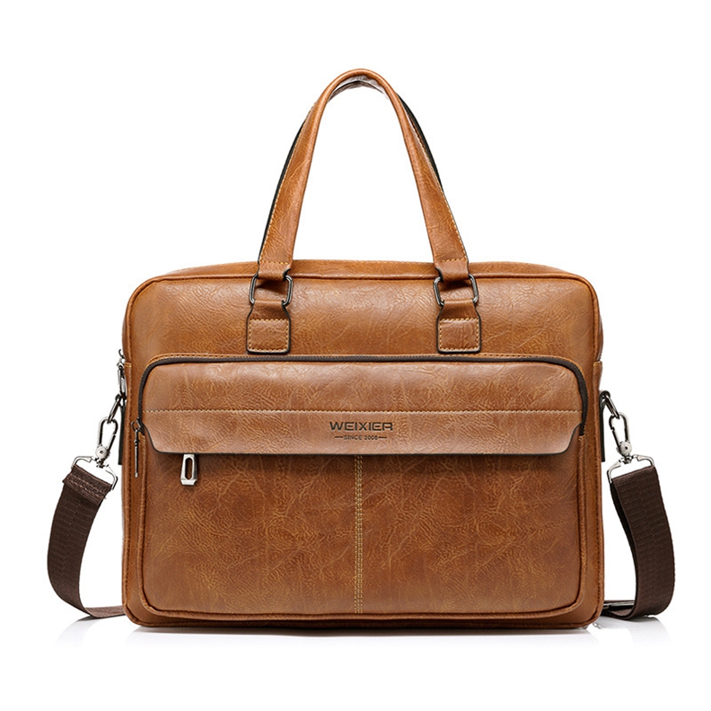 W1113 New style portable men's bag retro shoulder messenger business horizontal business trip briefcase computer bag
