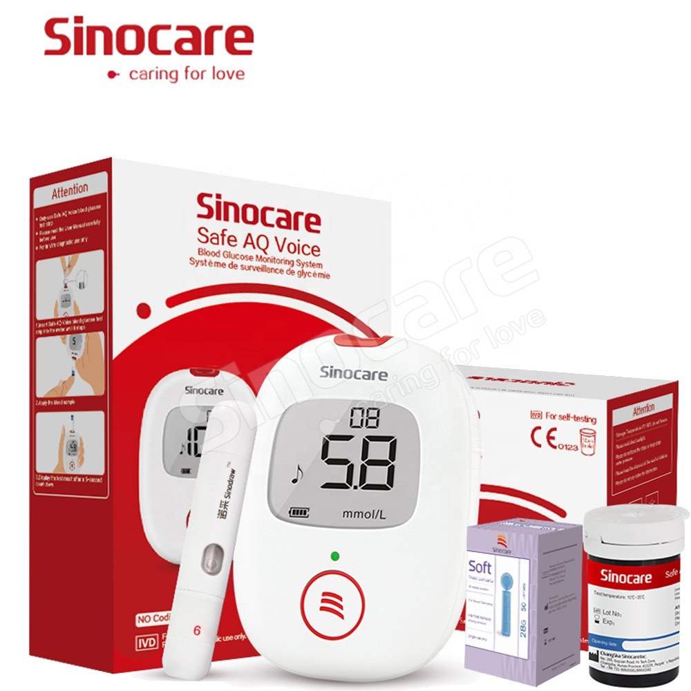 CE Sinocare безопасный голосовой умный глюкометр AQ удобный глюкометр для диабета тестовый комплект с 50 тест-полосками