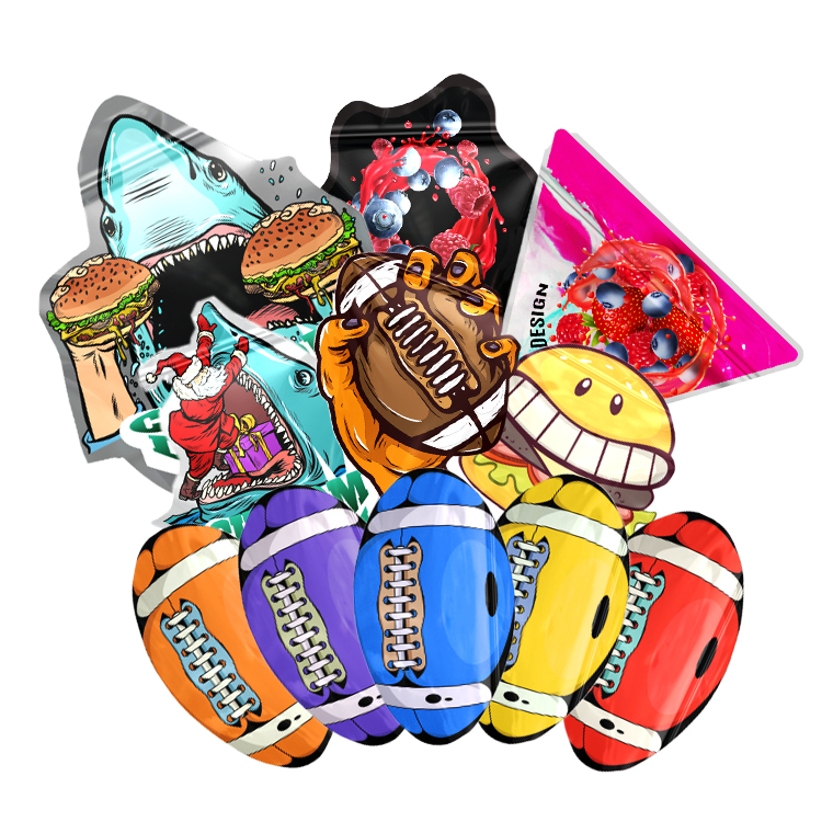 Print Packaging Candy Heart Different 3.5g edible smell proof Irregular Special Plastic Die Cut Custom Shaped Mylar Bags