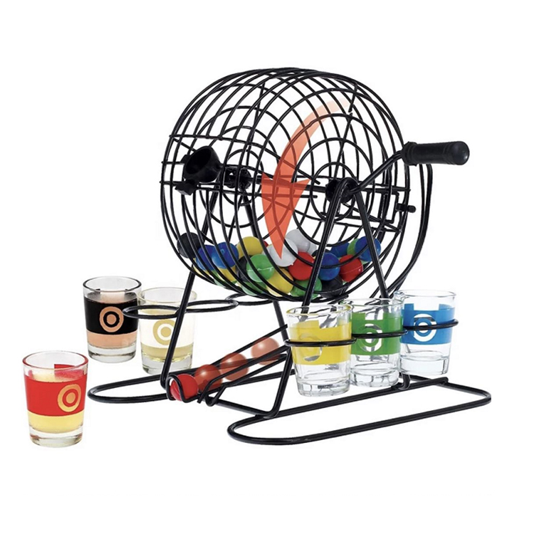 Drinking Props Bingo Lottery Machine Lottery Machine Lottery Bingo Drinking Game with Metal Bingo Cage and Color Balls