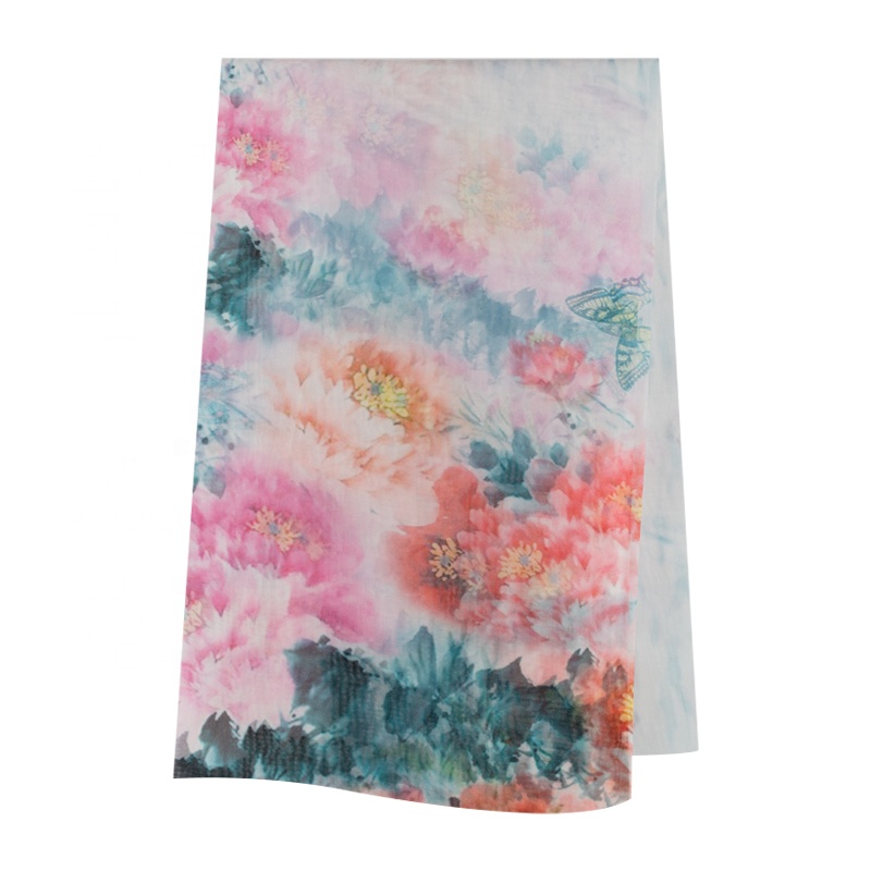 elegant floral organza fabric 100% mulberry silk 8mm digital print fabric 140cm width for silk products