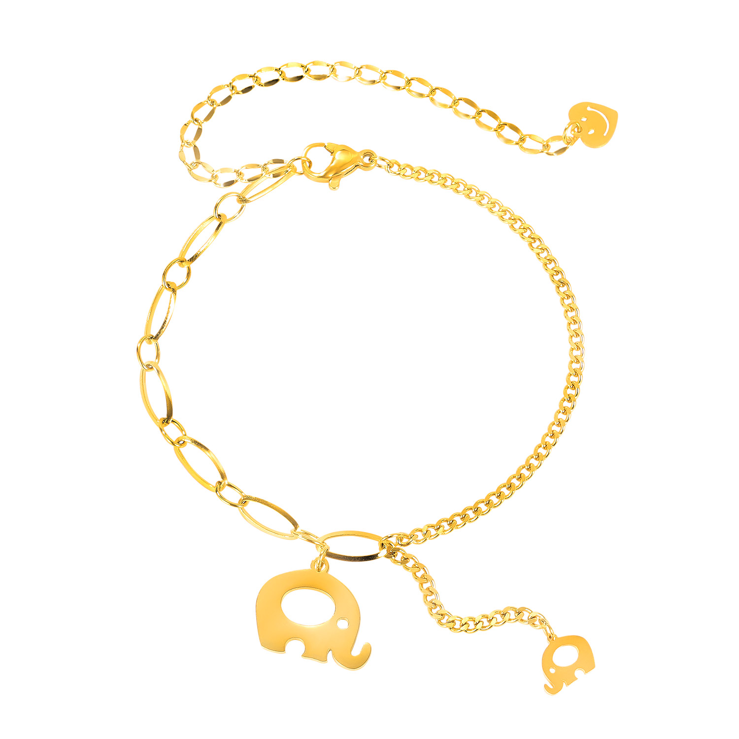 2021 Designers Link Chain Bracelet for Women Teen Girls 18K Gold Plated Stainless Steel Mother and Baby Elephant Charm Bracelets