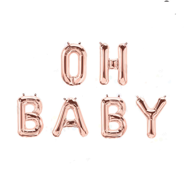 С надписью OH Baby шарики Baby Shower украшения-16 "Розовое золото Baby воздушный шар в виде букв «крупного плана соломы, а так же 30 футов подвесная лента