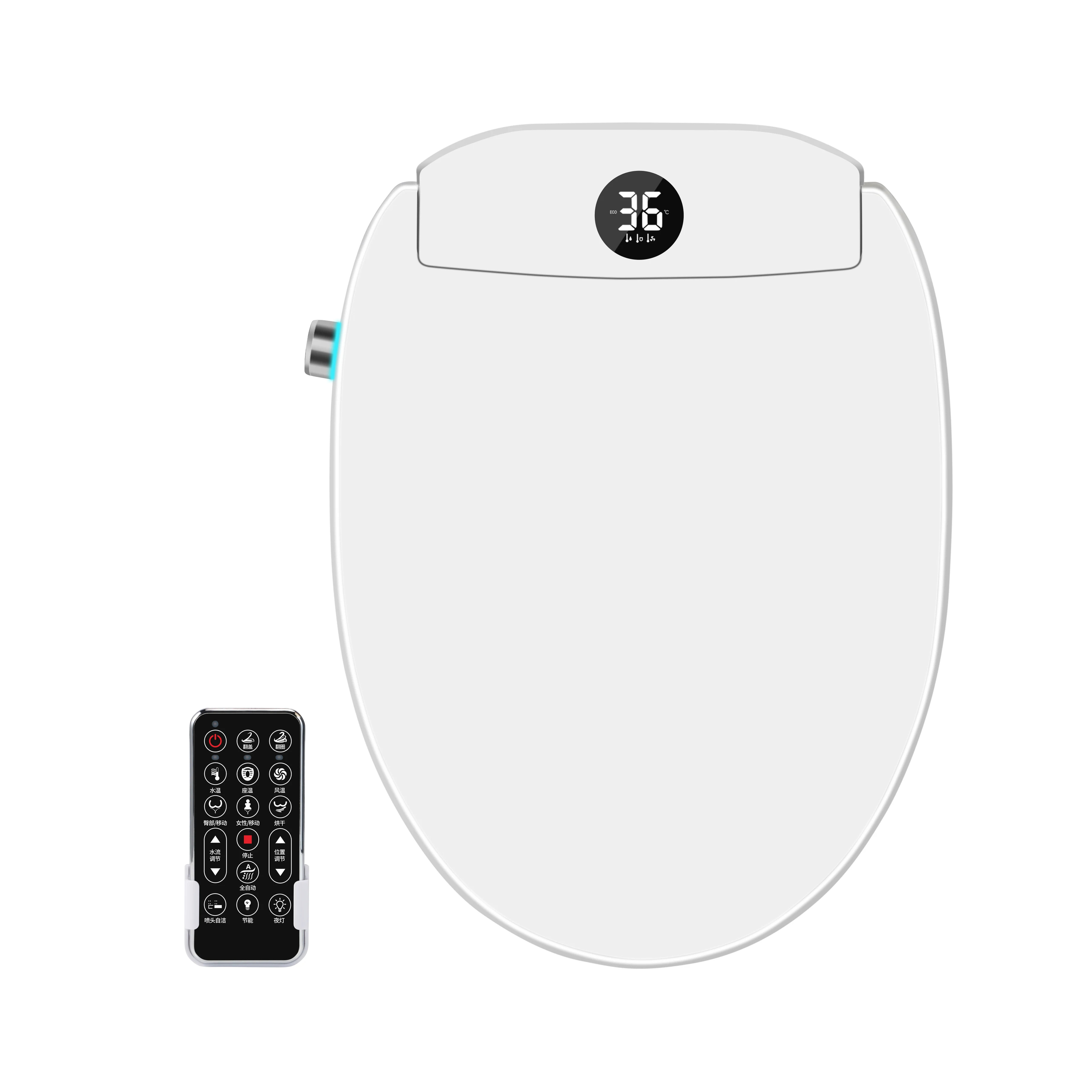 2024 New Product Ideas Technology Heated Electric Toilet Bidet Seat Modern Design Automatic Open Elongated Shape for Bathroom