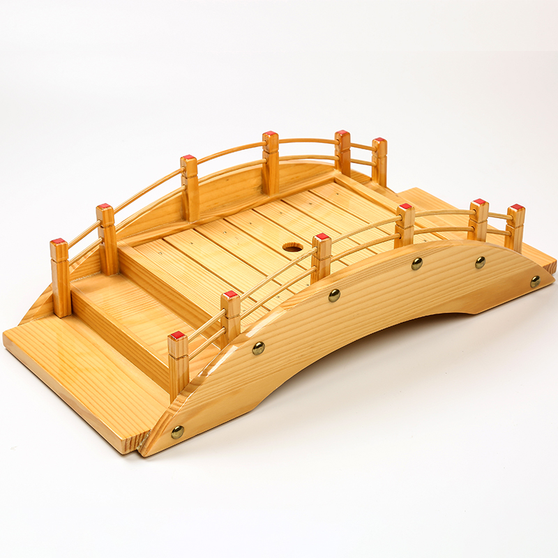 High Quality Japanese Bamboo Wooden Sushi Sashimi Serving Bridge Plate Wooden Holder Tray Fish Japanese Unbreakable Sushi Boat