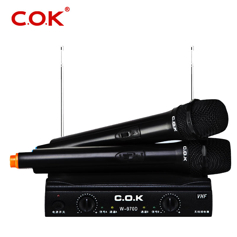 C.O.K VHF Беспроводная микрофонная система двухканальный портативный беспроводной микрофон для караоке, церкви