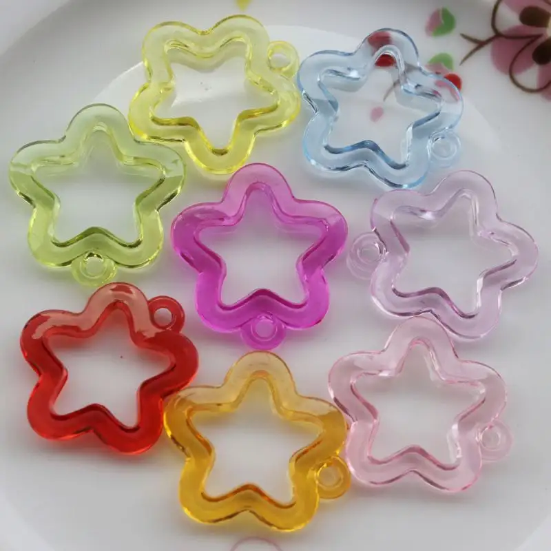 High Fashion Loose Hot Selling Flower Shape Beautiful Plastic Star Beads Cheap for Girls Kids Necklace Accessories