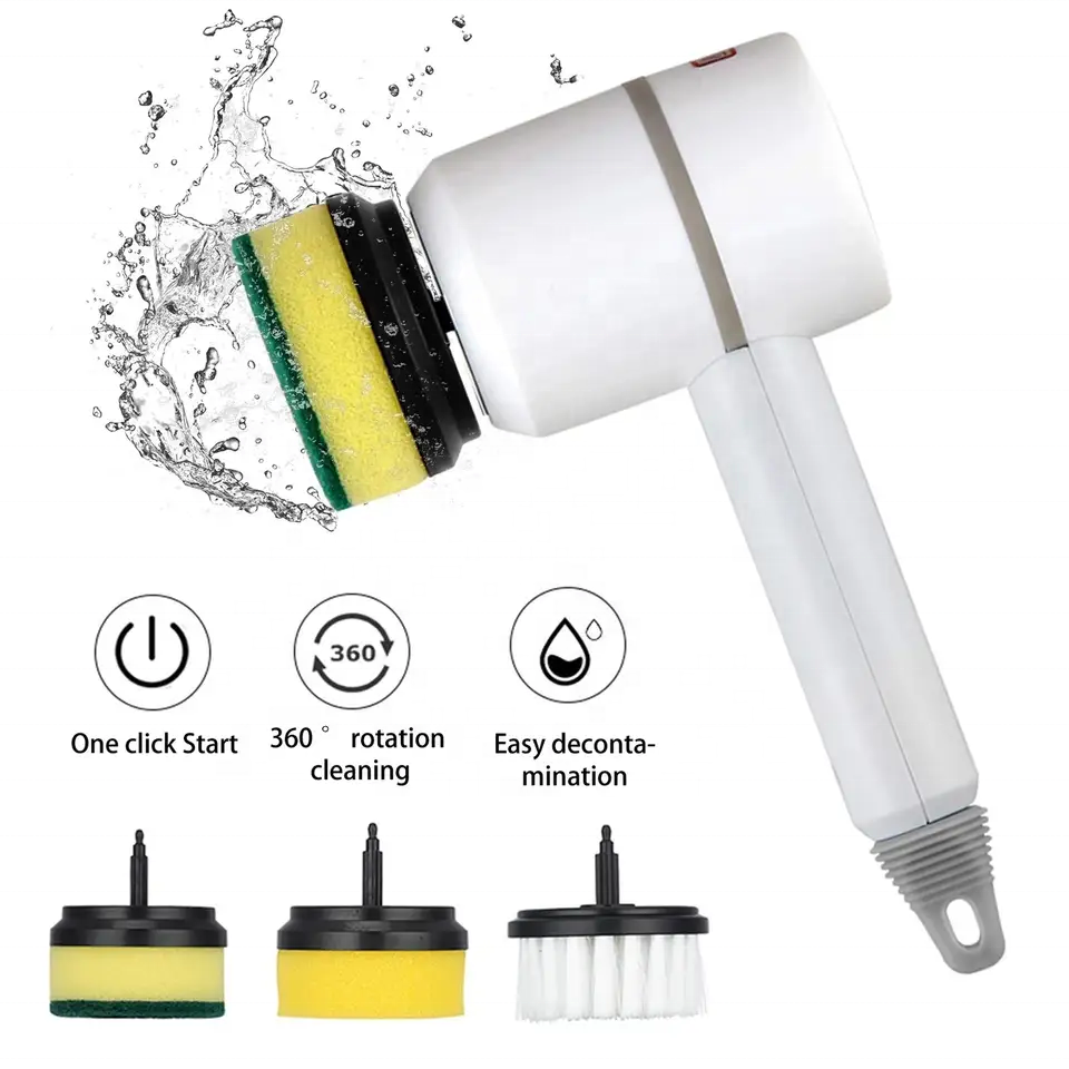 Factory wholesale electric 1200mA brush spinning scrubber dishwashing rechargeable cleaning brush sink cleaner