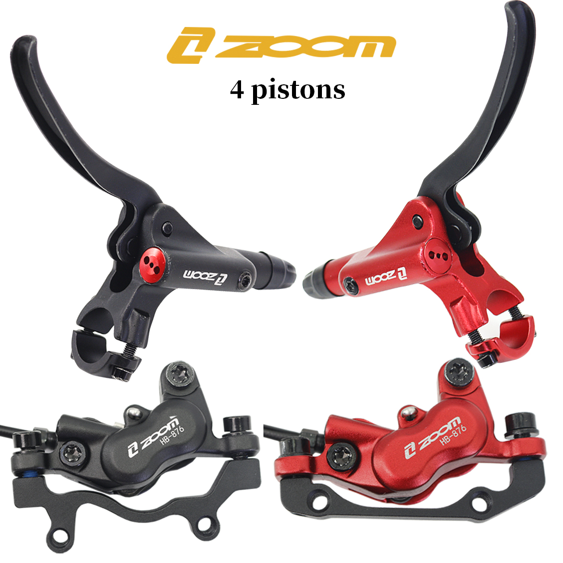 ZOOM Hb-876 4-поршневой велосипедный Гидравлический дисковый тормоз, комплекты тормозов давления масла для велосипеда MTB, 800 мм, 1400 мм, новый, 2022 г.