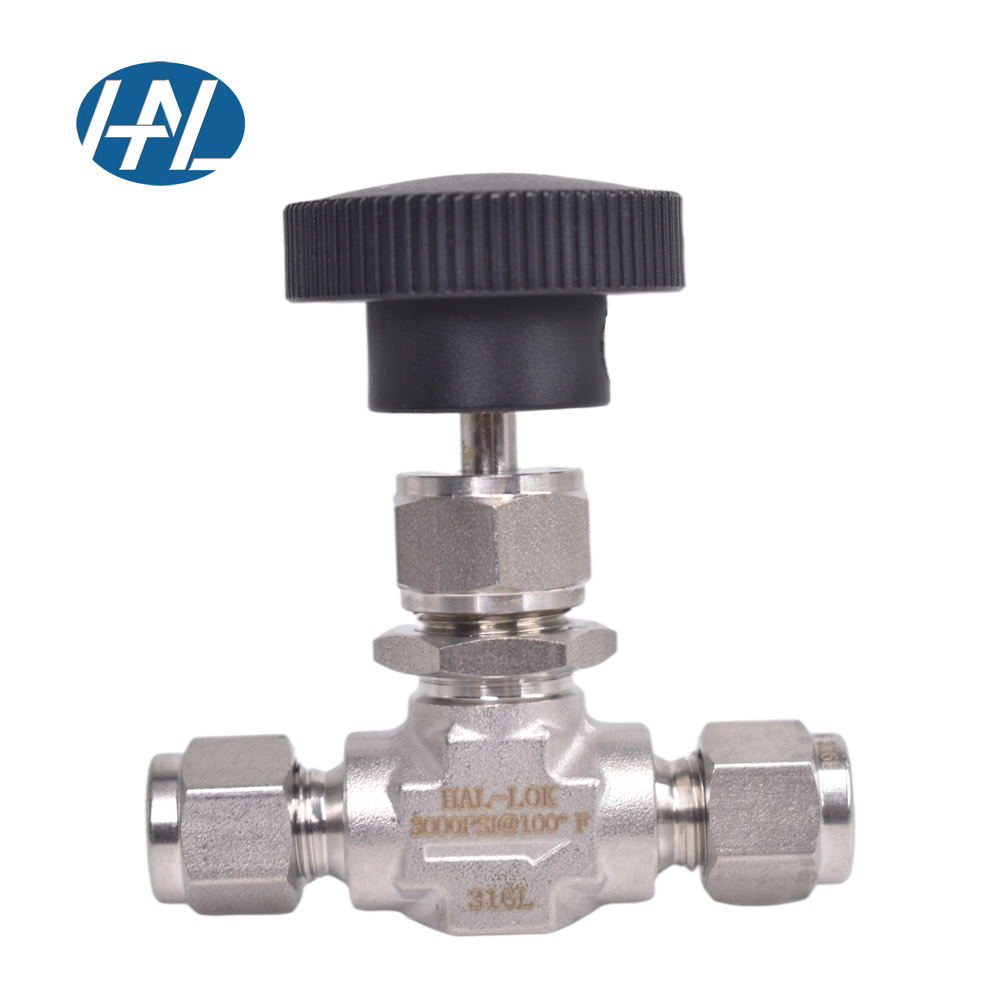 Hot selling haoliu SS316L stainless steel high pressure pipe forging straight through double ferrule needle valve
